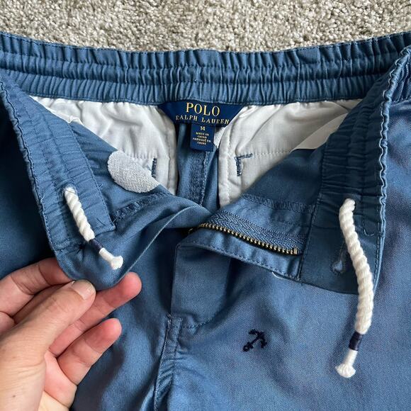 Polo Ralph Lauren Boys Drawstring Chino Shorts 14 Blue Allover Anchor Embroidery - Picture 7 of 11